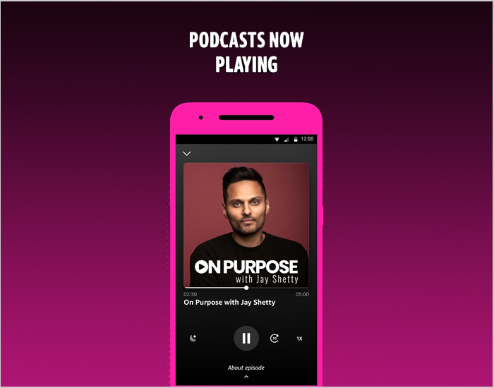 Amazon Prime podcasts app