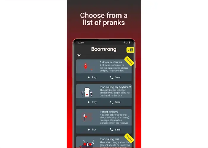 choose from a list of pranks