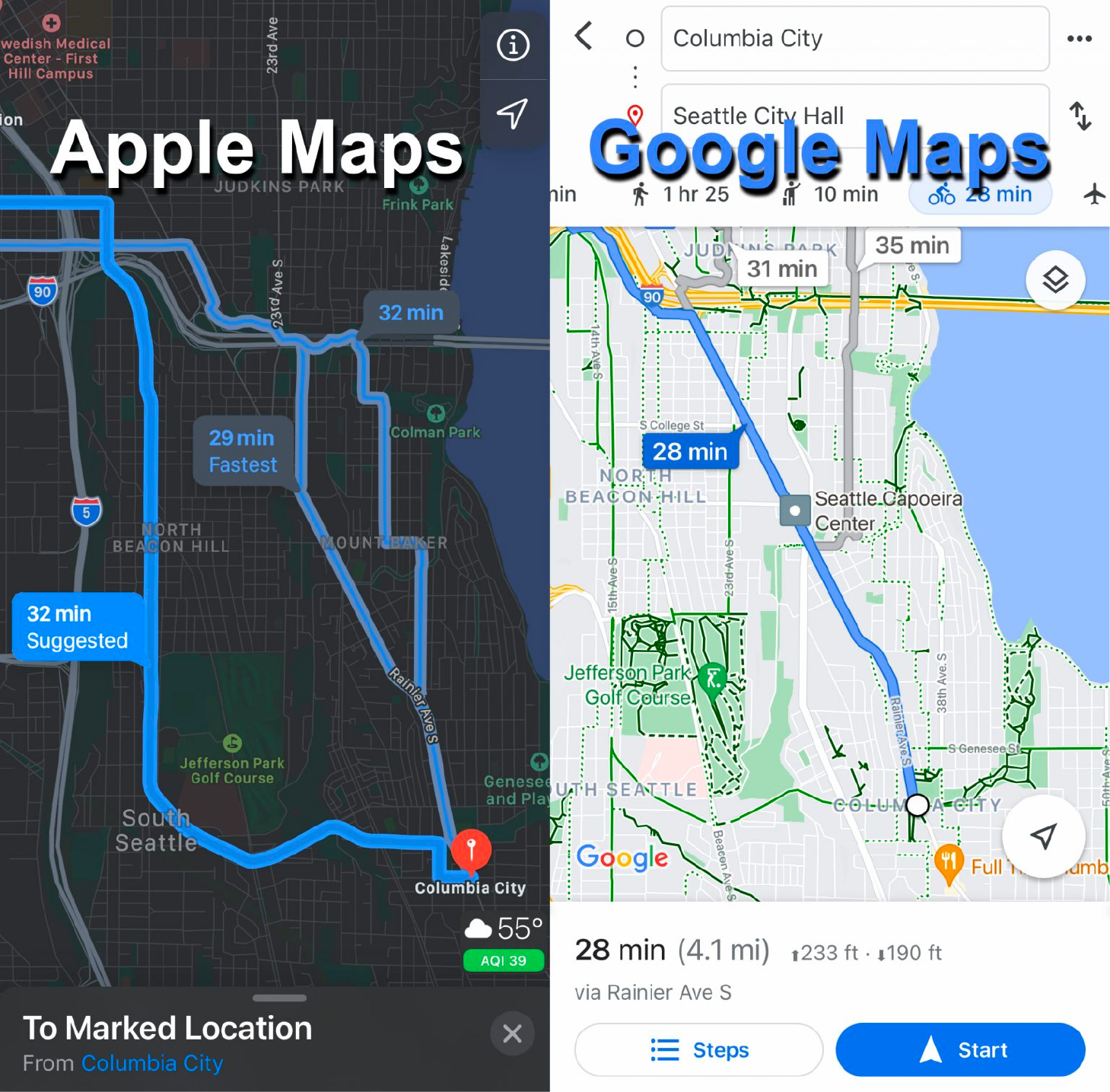 Apple Maps vs Google Maps -Â Look and Feel