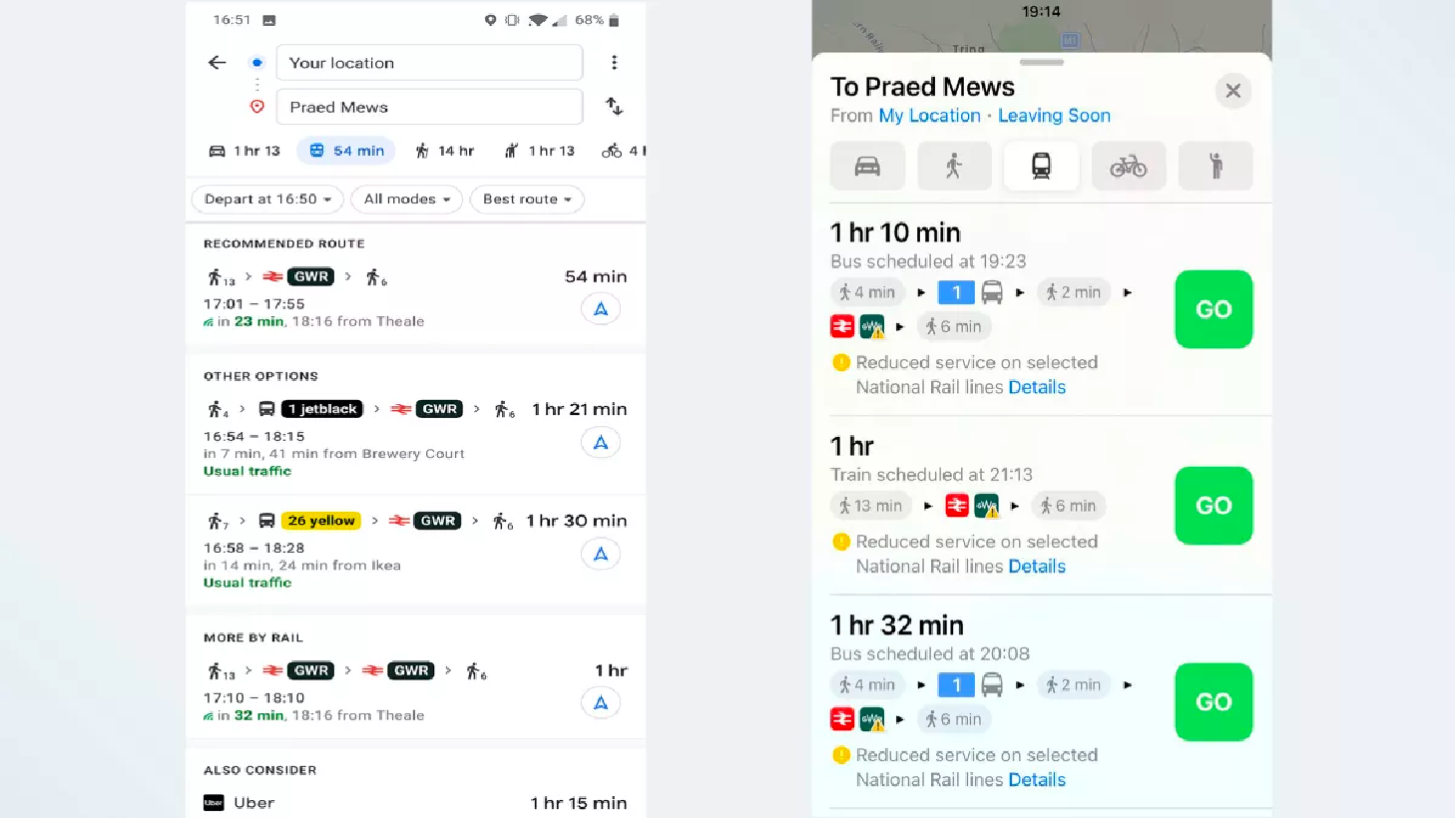 Apple Maps vs Google Maps -Â Public Transportation Info
