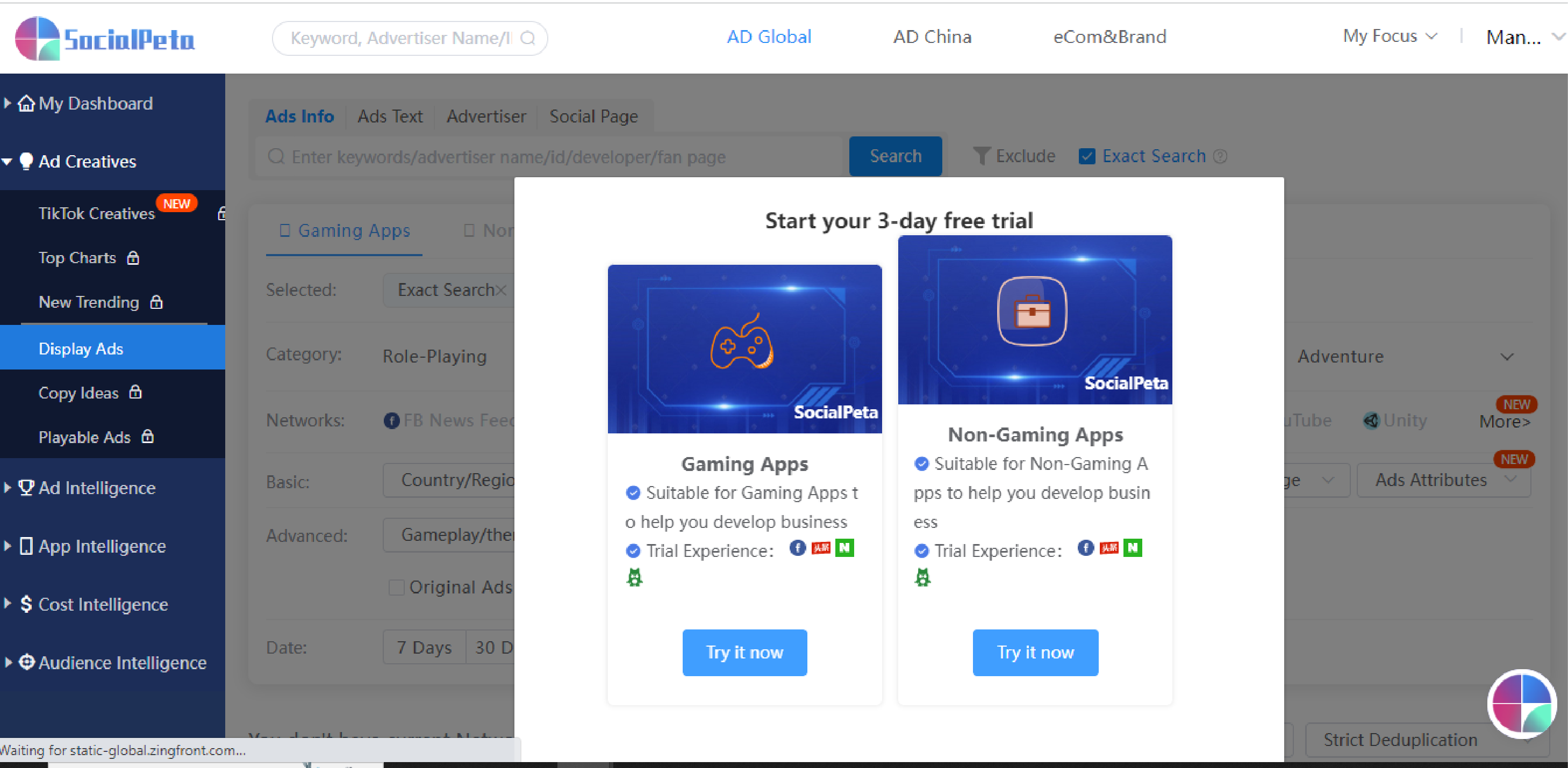 sign up for a 3-day free trial
