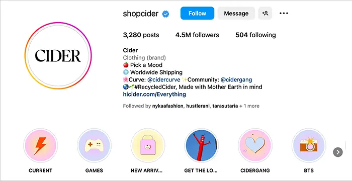 Cider Instagram Account