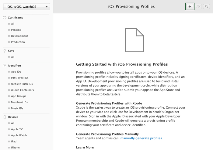 Creating A Production Provisioning Profileâ€