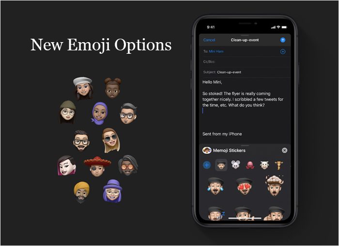 Left (New Memoji Options) Right (New Emoji Options)