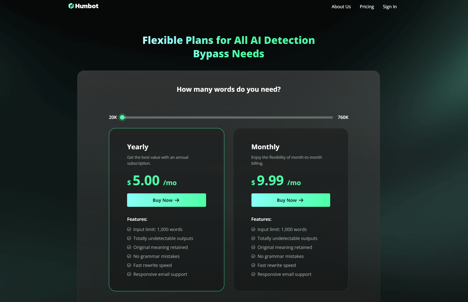 humbot pricing