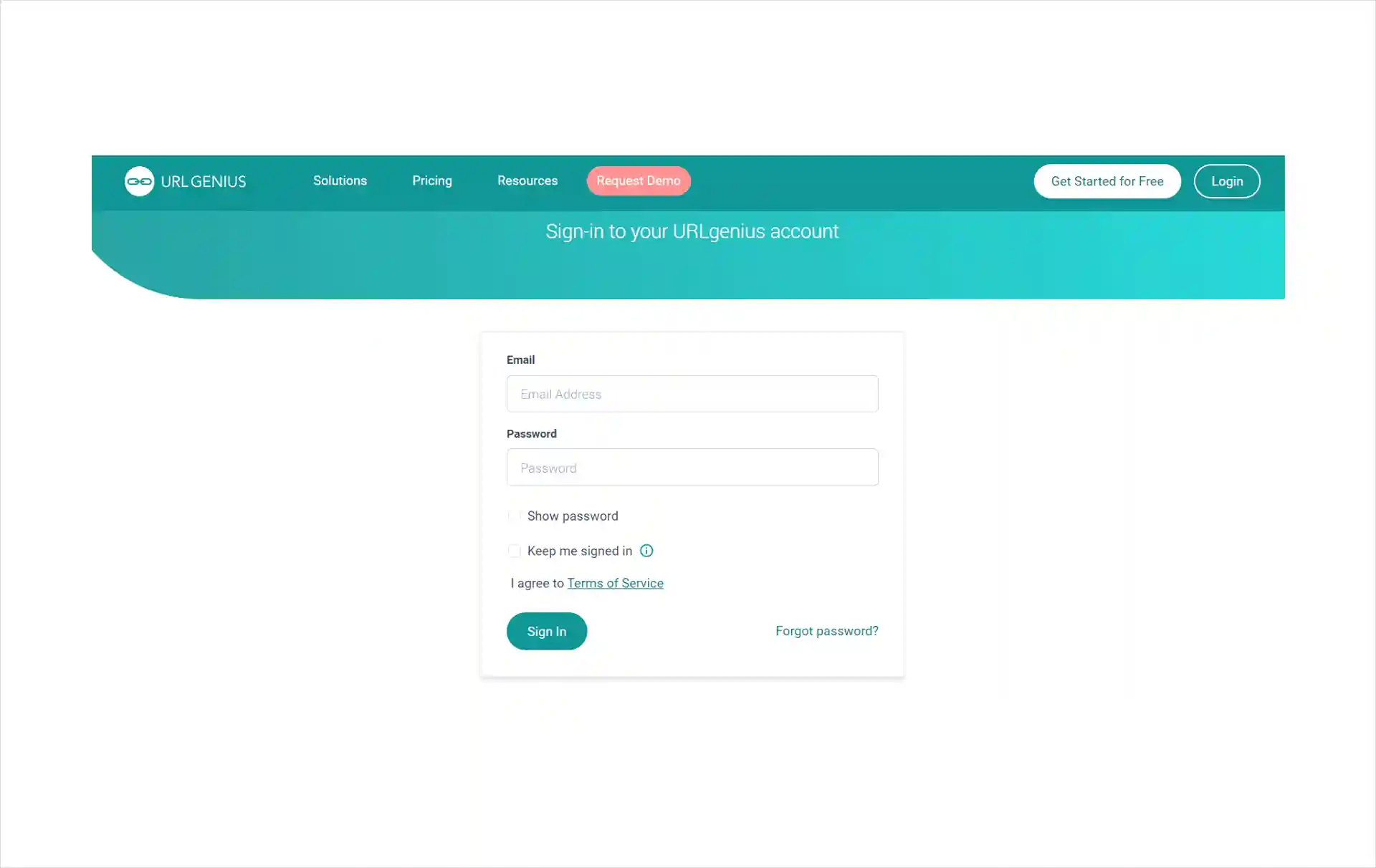 Sign Up url genius