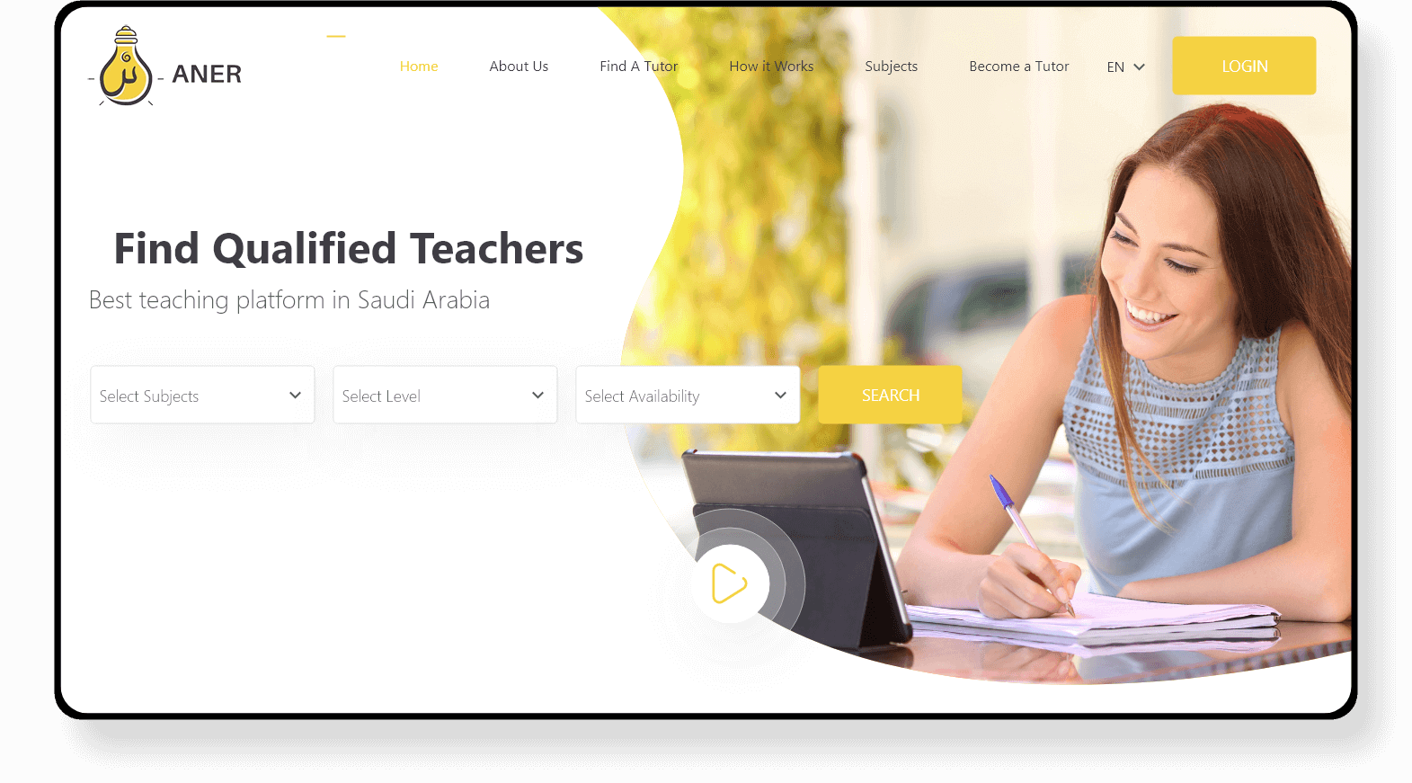 Aner Elearning Online Teaching Platform Portfolio Image