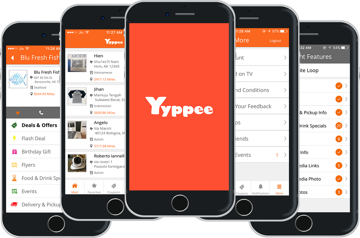 Yypee App - Restaurant Finding App Portfolio Image