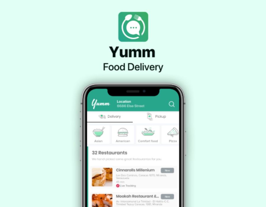 Yummy – Food Delivery Marketplace App Portfolio Image