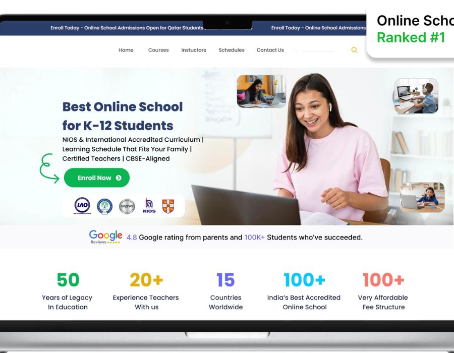 International Online School SEO Growth Campaign Portfolio Image