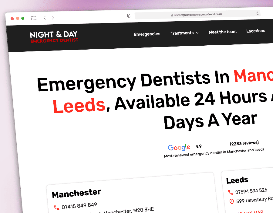 Night and Day Emergency Dentist - SEO and PPC Portfolio Image