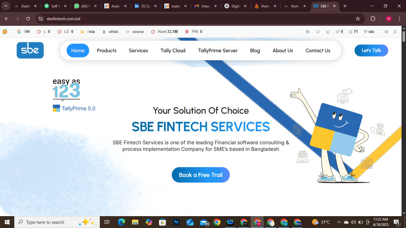 web design for SBE Fintech Bangladesh Portfolio Image