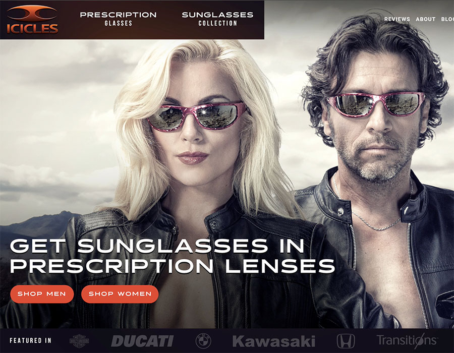 300% increase in online sales for Icicles Eyewear Portfolio Image