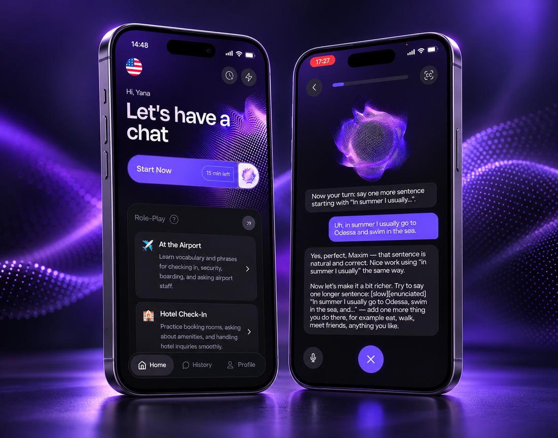 Senthora AI – AI-Powered Voice Language Learning App Portfolio Image