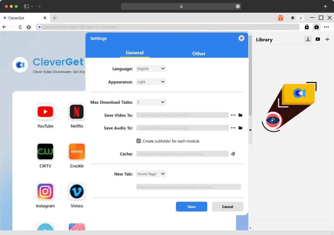 CleverGet General Tab