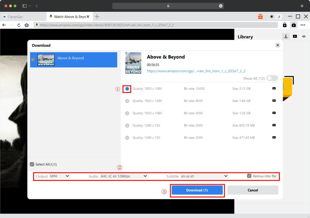 select quality in CleverGet