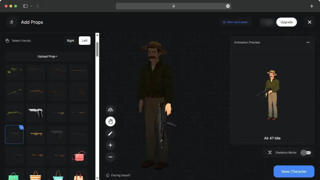 Add props to your character