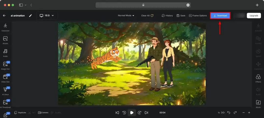 Finalize and download your animation-enriched video