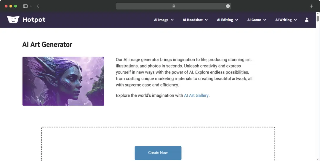 Create art with the Hotpot AI art generator