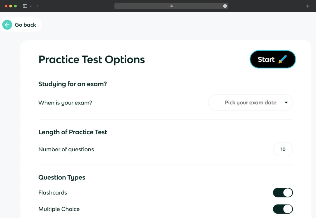 Practice Tests and Learn Mode