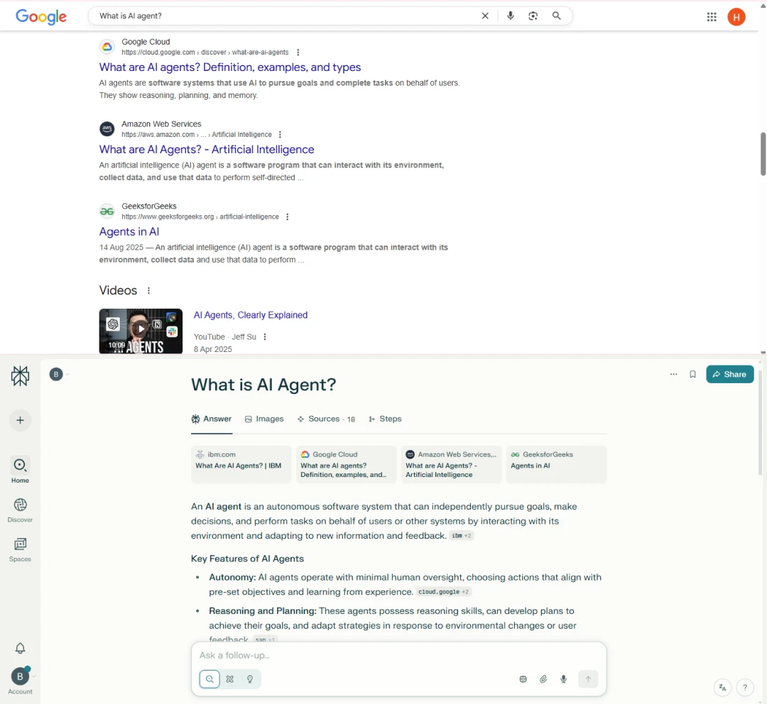 SEO vs GEO search result
