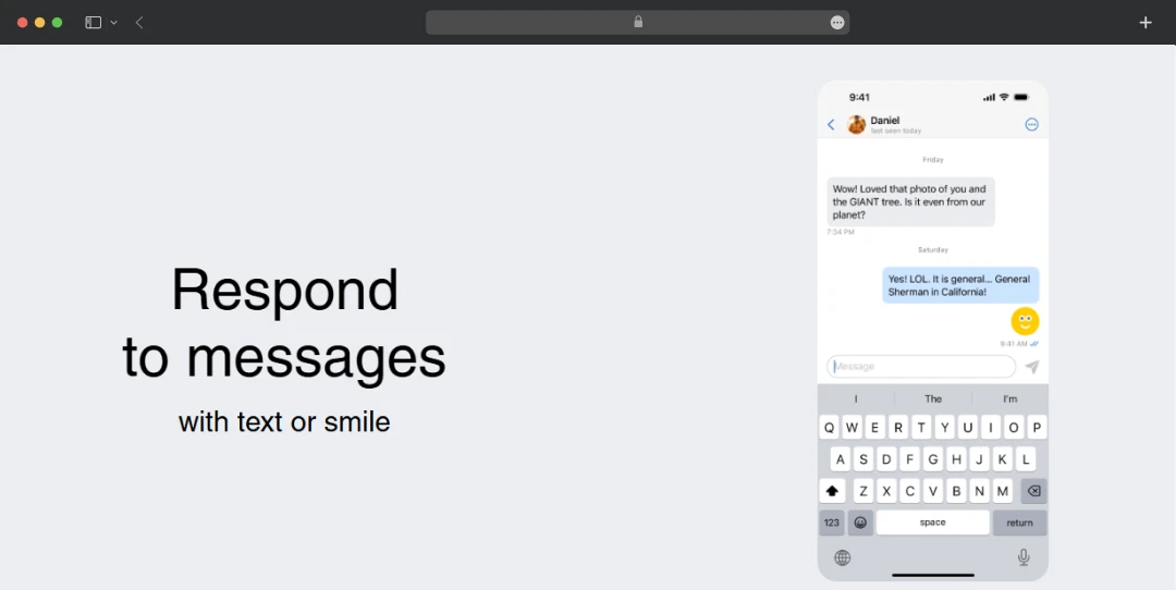 Respond to the message with a smile or text on iSunday