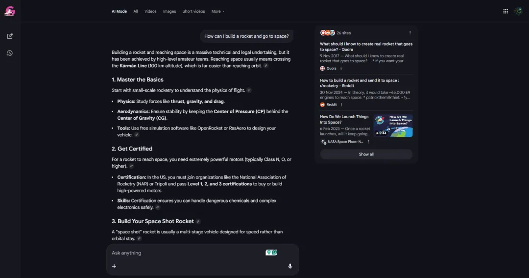 GenUI's perfect example, Google Search's AI mode