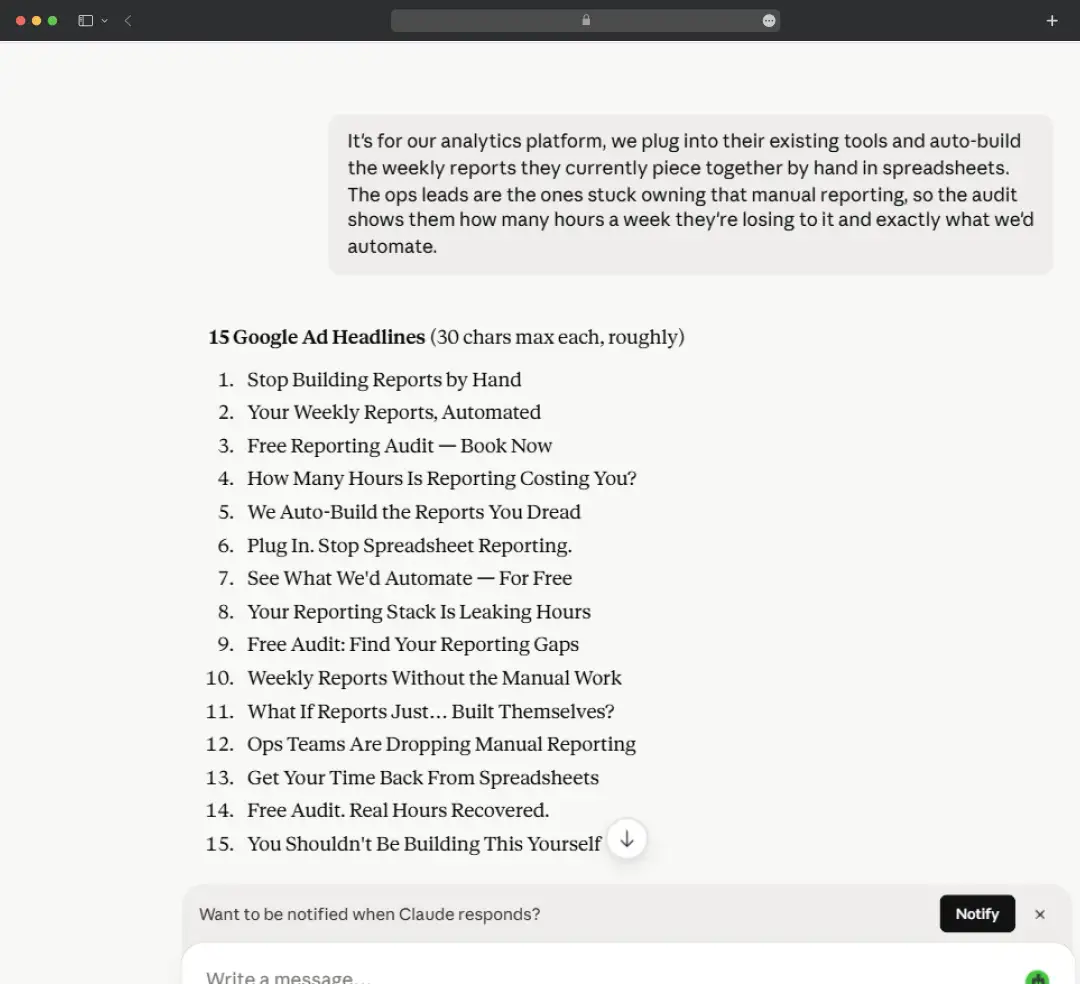 Spinning up ad variations at speed