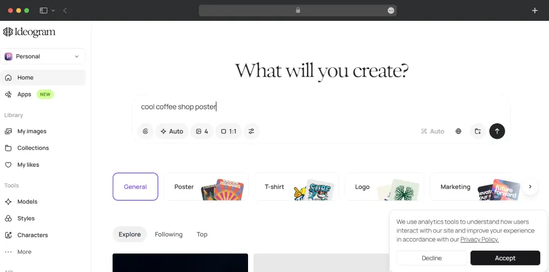 Write your prompt in the bar up top