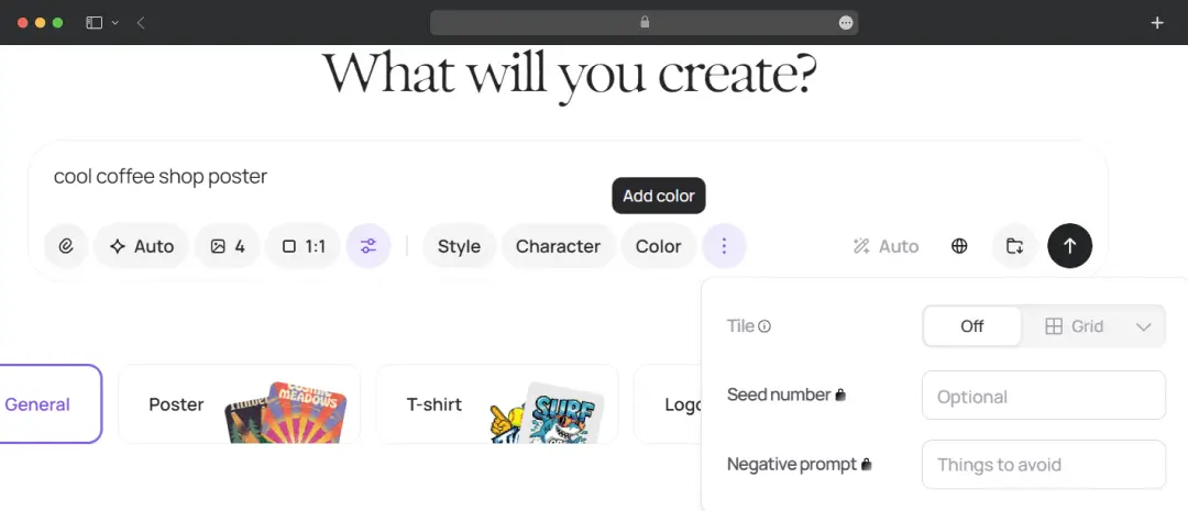 Set your options before you generate