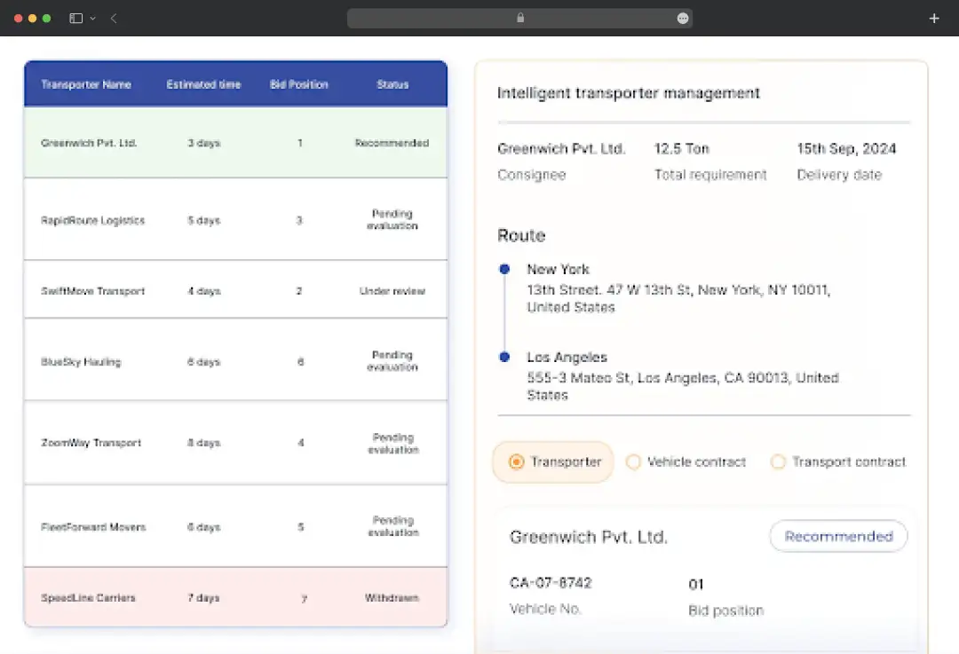 Autonomous TMS (Transport Management System)