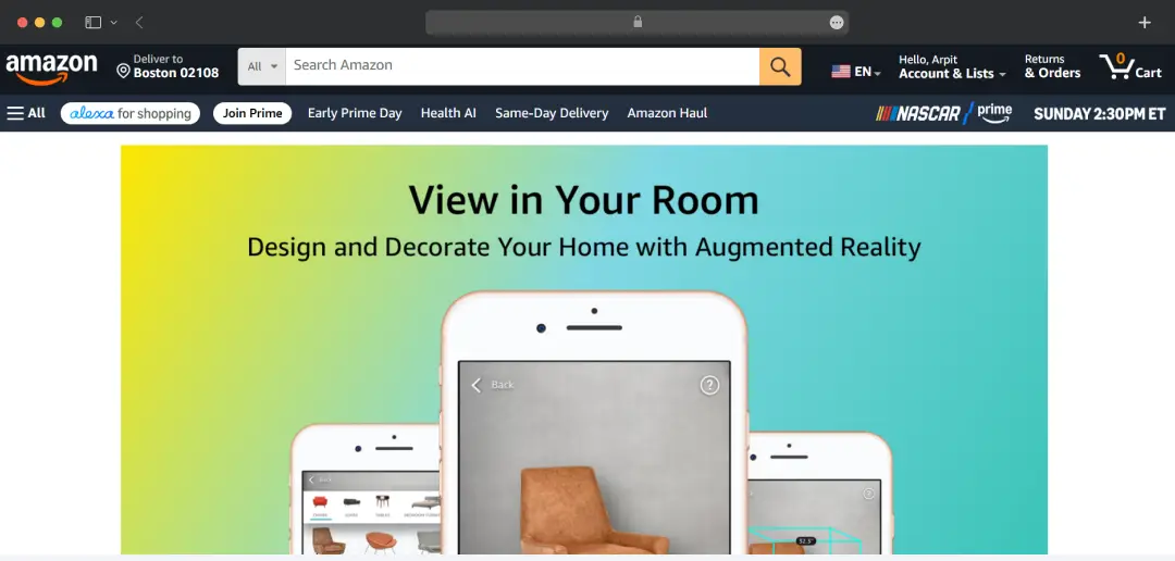 Augmented Reality (AR) "View in Your Room"