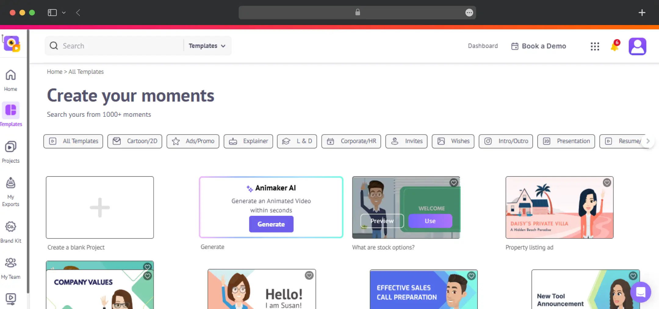 Templates, assets, and specialized video types